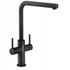 Second Nature Sinks and Taps - Aquerelli L spout tap, dual lever, Matt Black
