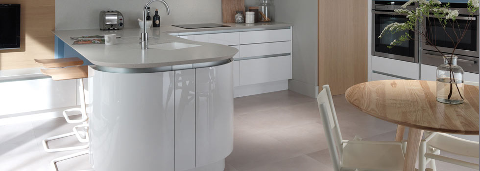 White Handleless Modern Kitchen